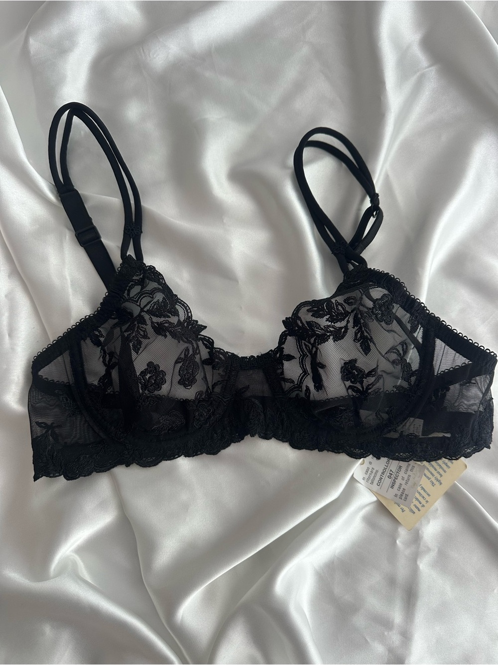NWT La Perla Vintage Black Sheer  Floral Lace Underwire Bra